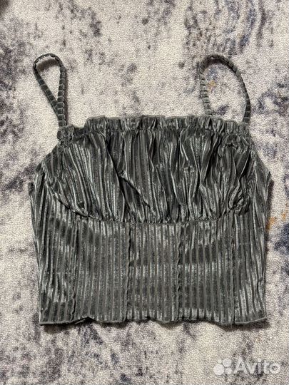 Серый бархатный топ y2k