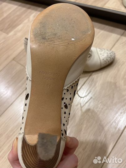 Туфли женские кожаные, бежевые, 41 размер