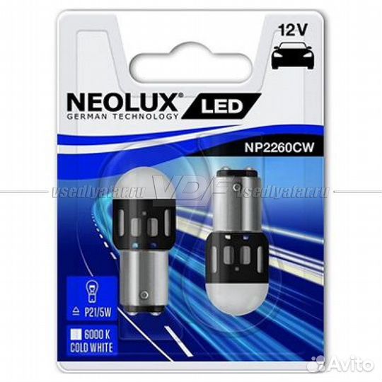 Светодиодные лампы neolux LED P21/5W, 6000K 12V, 2