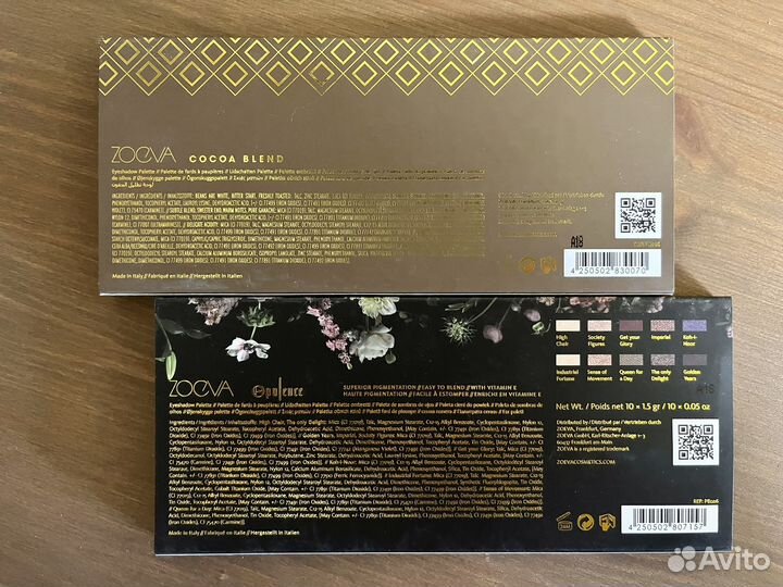 Палетки теней Zoeva