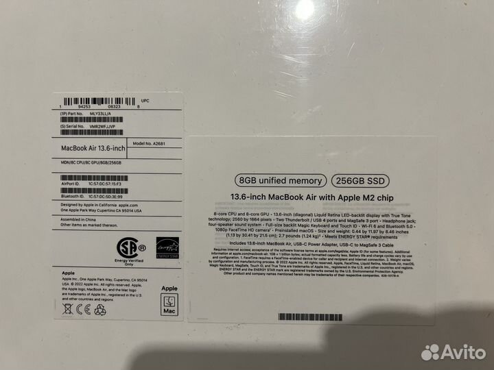 Apple MacBook air 13.6 m2 8 256 20 циклов