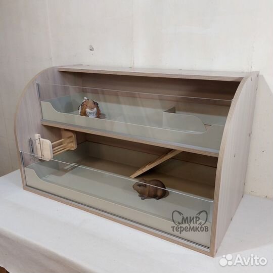 Клетка для морских свинок 100х50х60, ясень, круг1