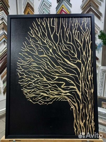 Картина интерьерная 50/70 акрил поталь золото
