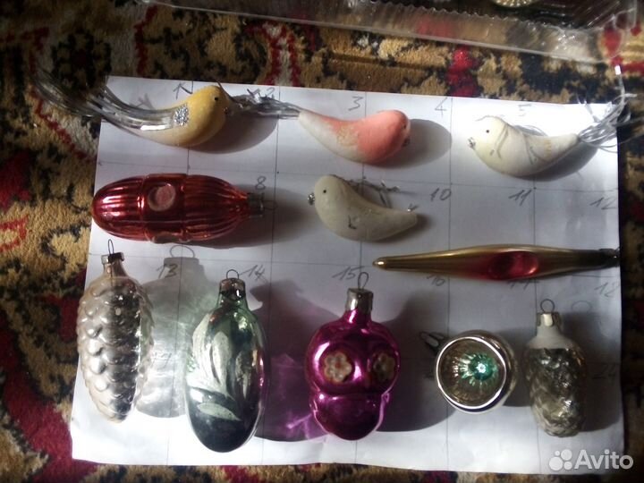 Елочные игрушки 25 штук Дед мороз вата СССР