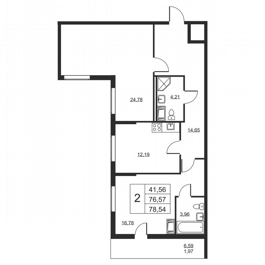 2-к. квартира, 78,5 м², 5/19 эт.