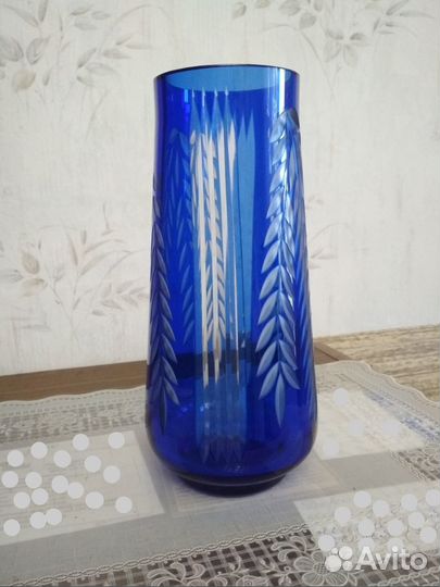 Ваза синяя хрусталь