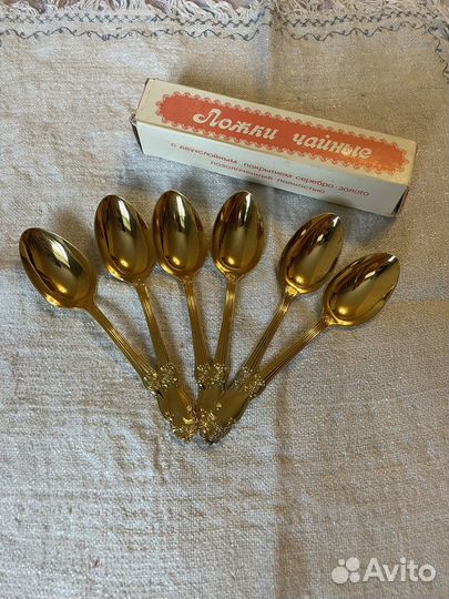 Ложки чайные новые мельхиоровые позолота