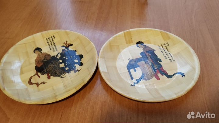 Декоративные тарелочки из рисовой соломки. Вьетнам