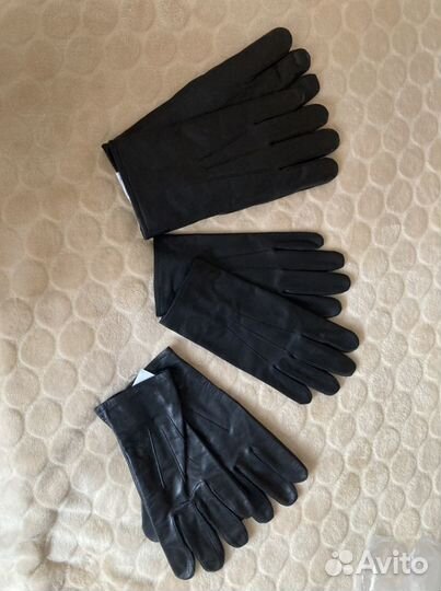 Мужские кожаные перчатки черные 24 и 30 размеры