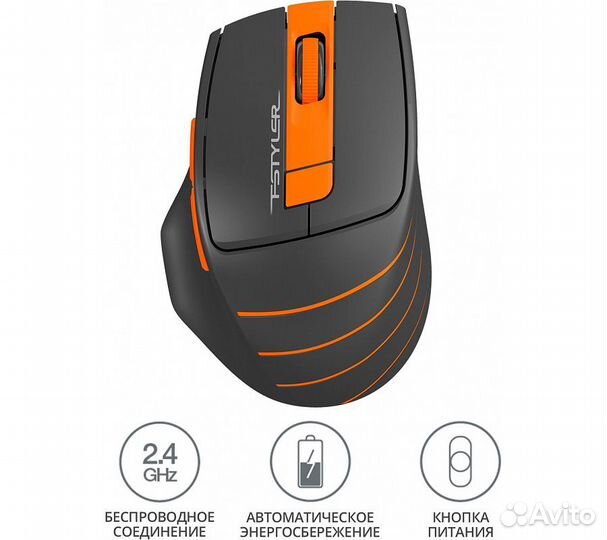 Беспроводная мышь A4Tech Fstyler FG30, серый/оранж