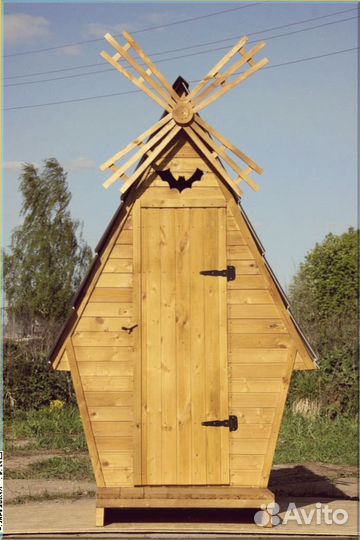 Дачный туалет деревянный с установкой руж 968