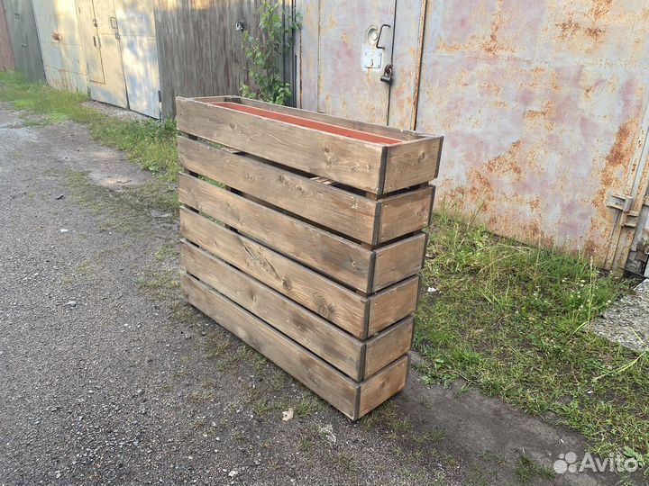 Деревянный ящик ограждение 100х30х100 для цветов