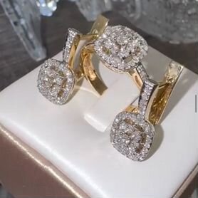 Бриллиантовый набор, серьги и кольцо золото 585