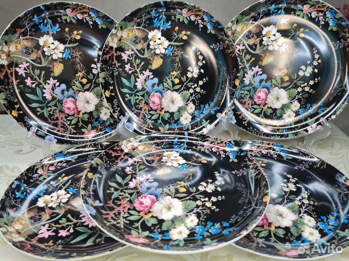 Тарелки Полночные цветы Костяной фарфор