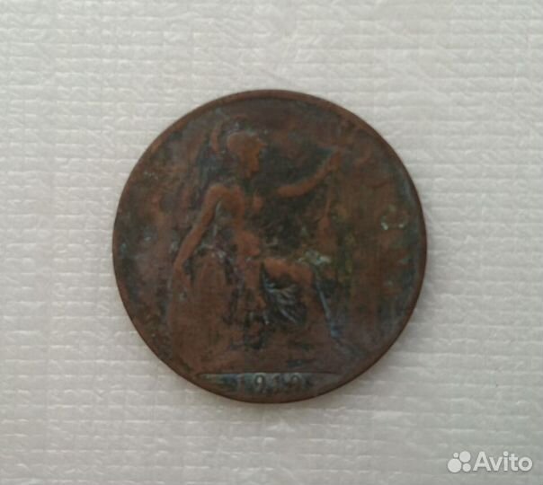 Монета,Великобритания,Георг V, Пенни,1919,Бронза