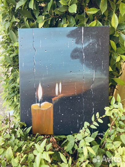 Продам картину 25.*30, холст, акрил. Свеча