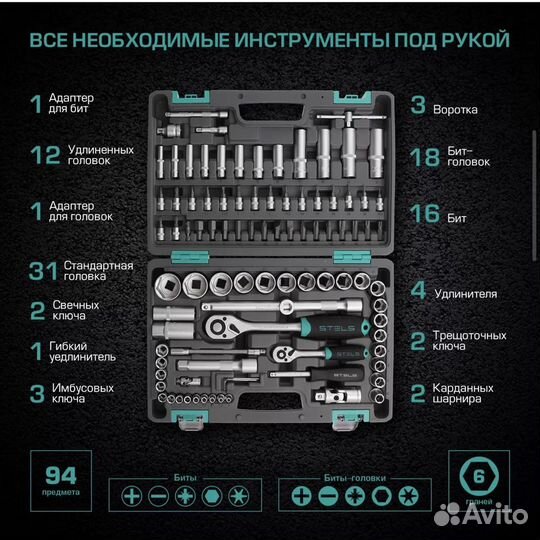 Набор инструментов stels кейс 94 предмета