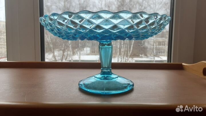 Ваза фруктовница. Купоросное стекло. До 1917 г