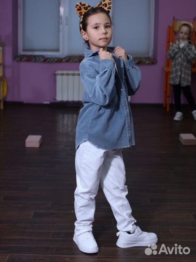 Джинсовая рубашка zara для девочки 128
