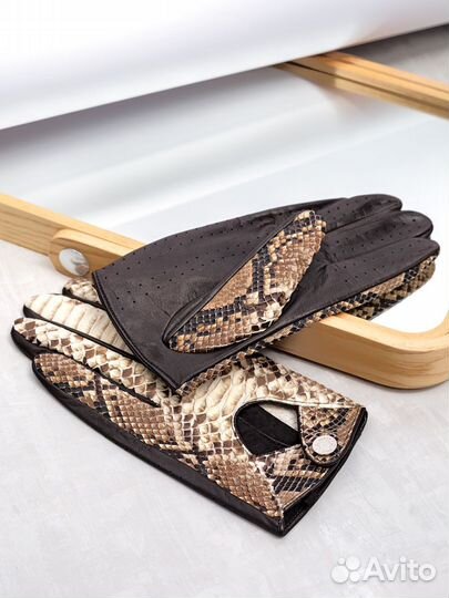 Перчатки Верди из кожи питона