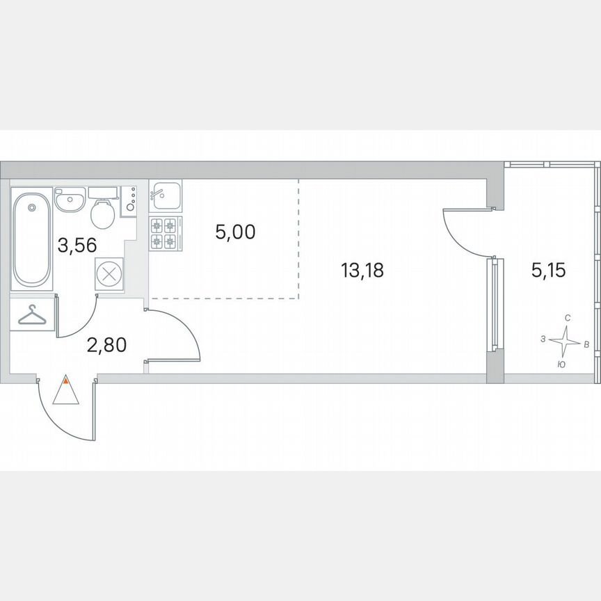 Квартира-студия, 26,1 м², 3/4 эт.