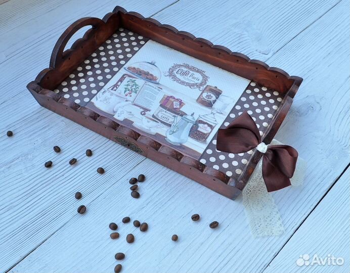 Поднос деревянный ручная работа декупаж