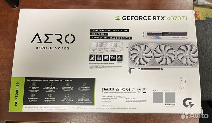 Видеокарта Gigabyte RTX 4070 Ti Aero OC V2 12Gb