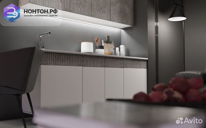 Кухня Оливия 2.0м белый глянец холодный / мрамор г