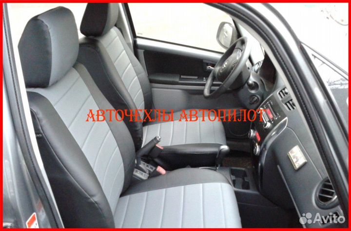 Чехлы Автопилот Suzuki SX4 из экокожи чёрно-серые