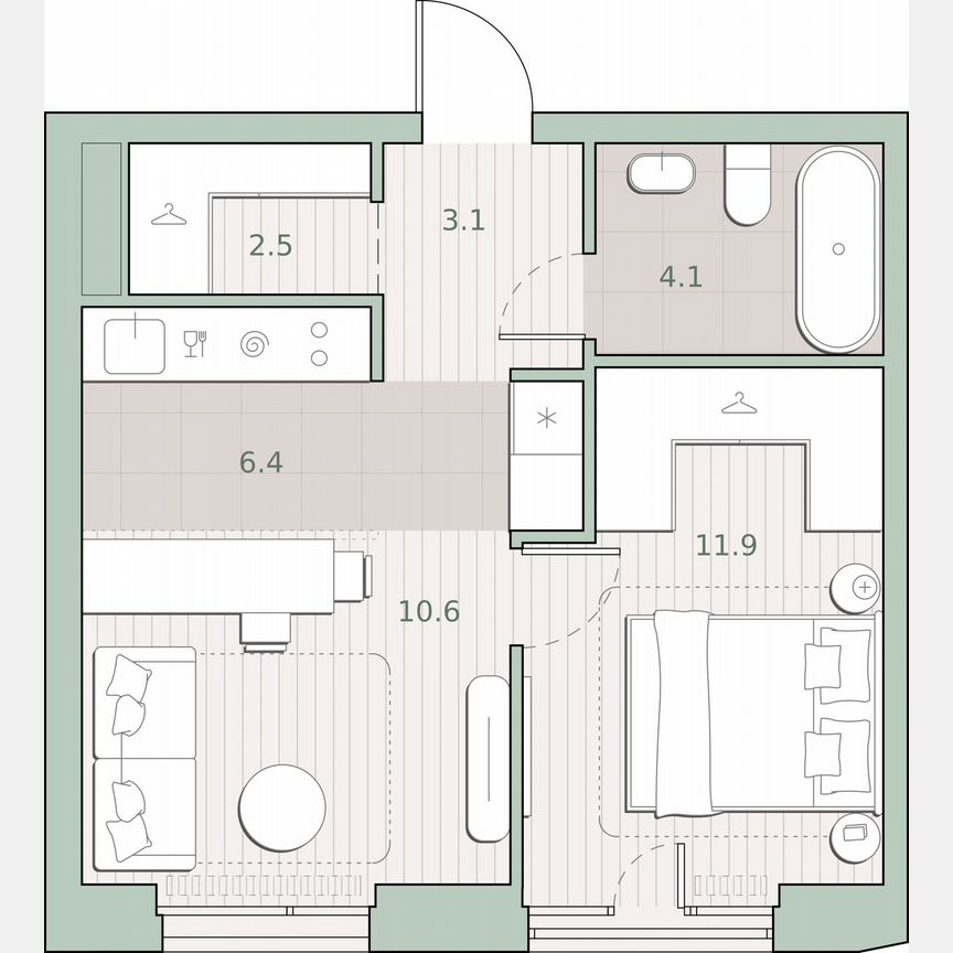 1-к. квартира, 38,6 м², 11/27 эт.