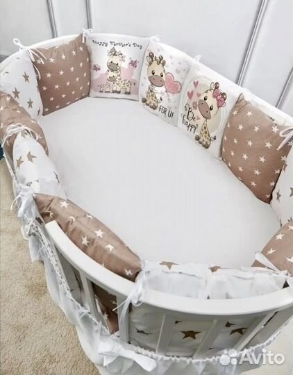 Набор: бортики+комплект в кроватку 17пр Новый