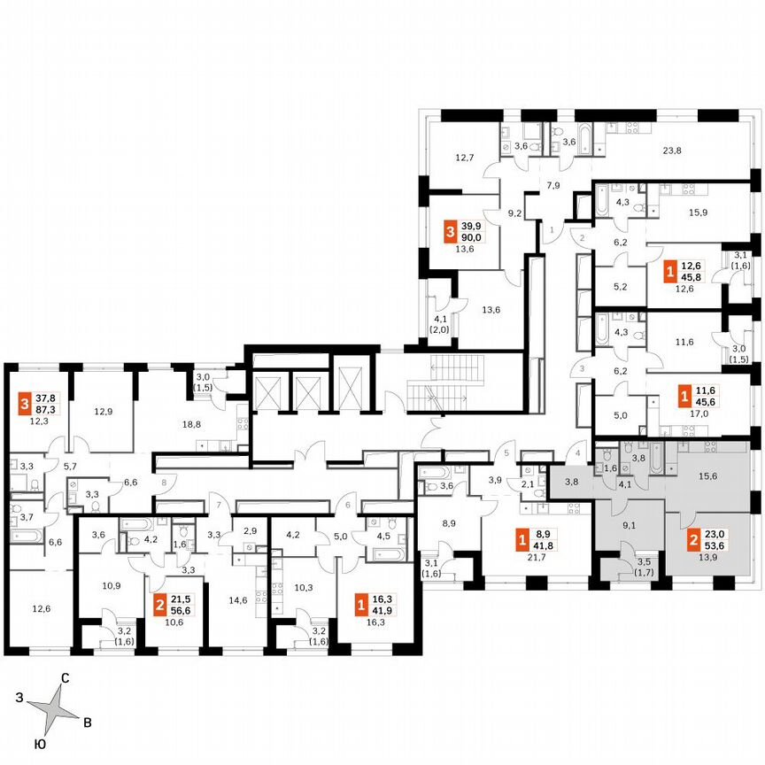 2-к. квартира, 53,5 м², 8/46 эт.