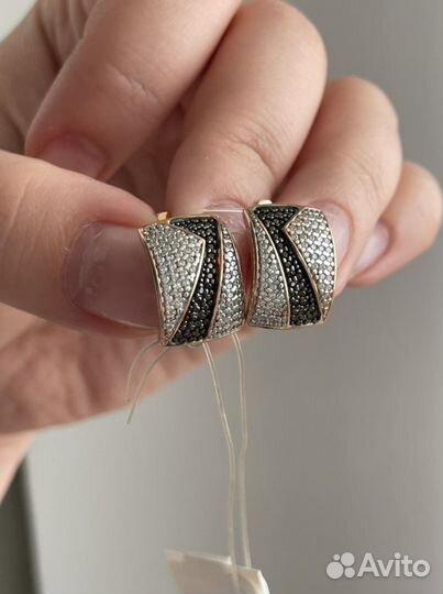 Серьги серебро 925 с фианитами