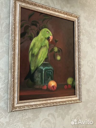 Картина маслом «попугай»