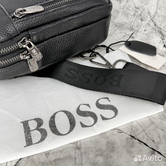 Сумка Hugo Boss кожаная мужская