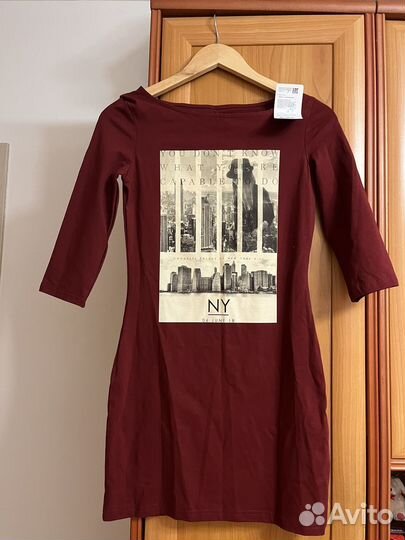 Платье oodji бордовое с биркой