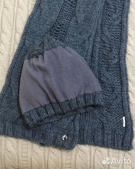 Шапка и шарф жен, вязанные, шерсть, Италия