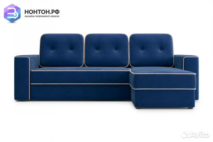 Диван угловой дельфин Берген темно-синий
