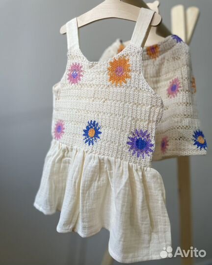 Летний костюм для девочки Zara(вязка)