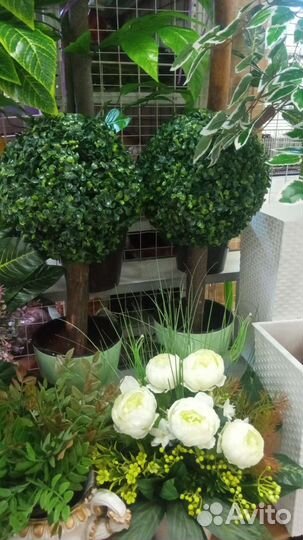 Искусственное деревья, цветочные композиции