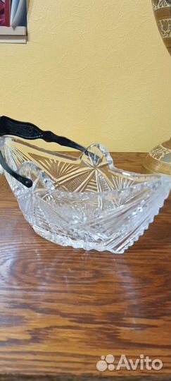 Хрустальная конфетница, лодочка