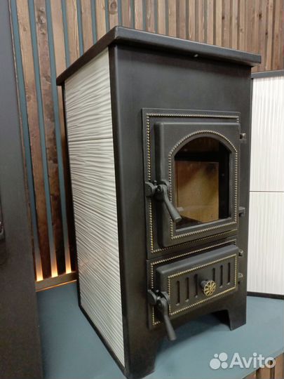 Печь камин для дома пк-01 205 с конфоркой беж