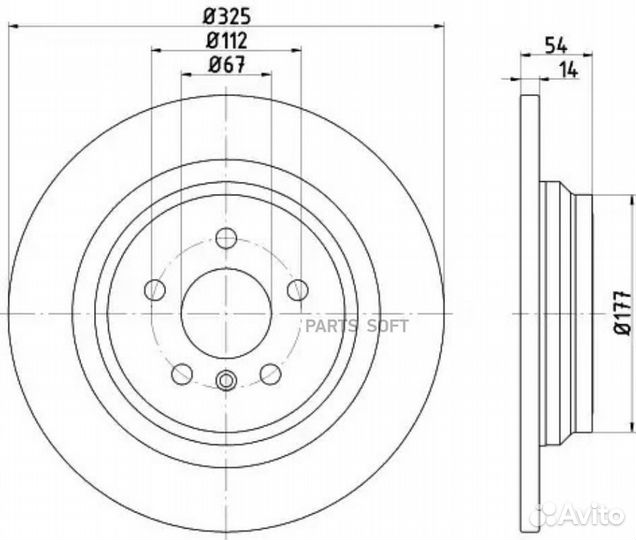 Textar 92277405 Торм.диск зад.325x14 5 отв. min 2