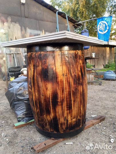 Бочка деревянная (осина 100л.) декор