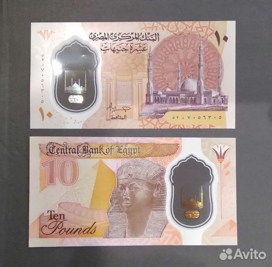 Египет 10 фунтов 2023 UNC (полимер)