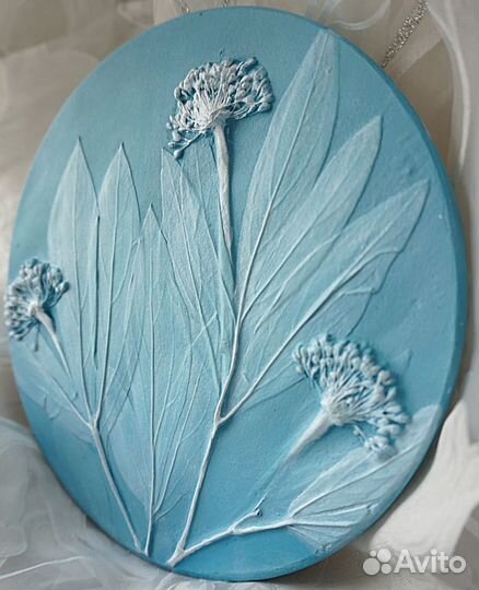 Картина из гипса ботанический барельеф