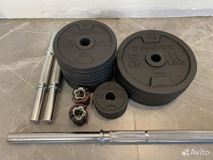 Комплект штанга гантели блины