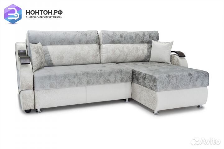 Диван угловой тик-так Дублин светло-серый