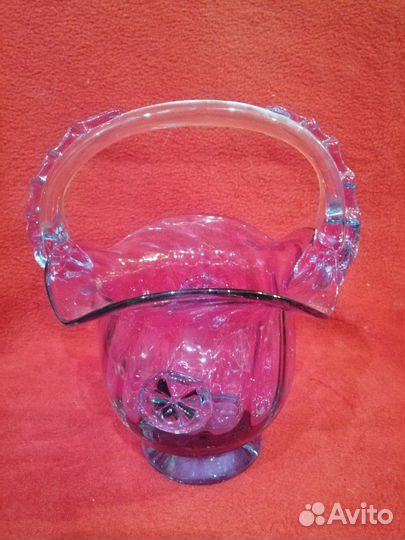 Конфетница СССР из цветного стекла