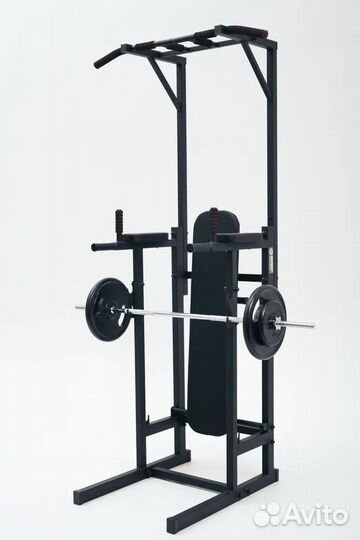 Напольный тренажер 4в1 со скамьей+гриф